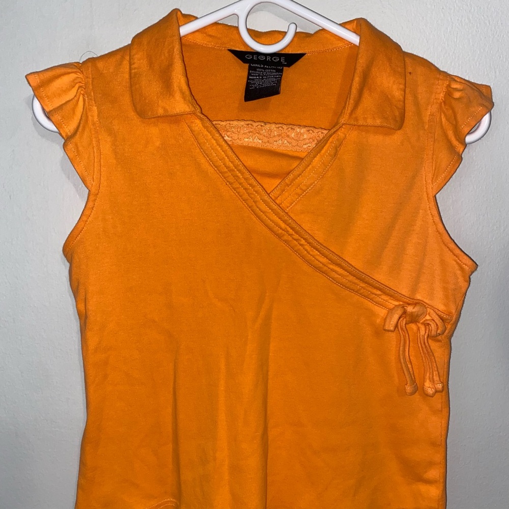 Y2K vintage George Bright Orange Wrap Blouse